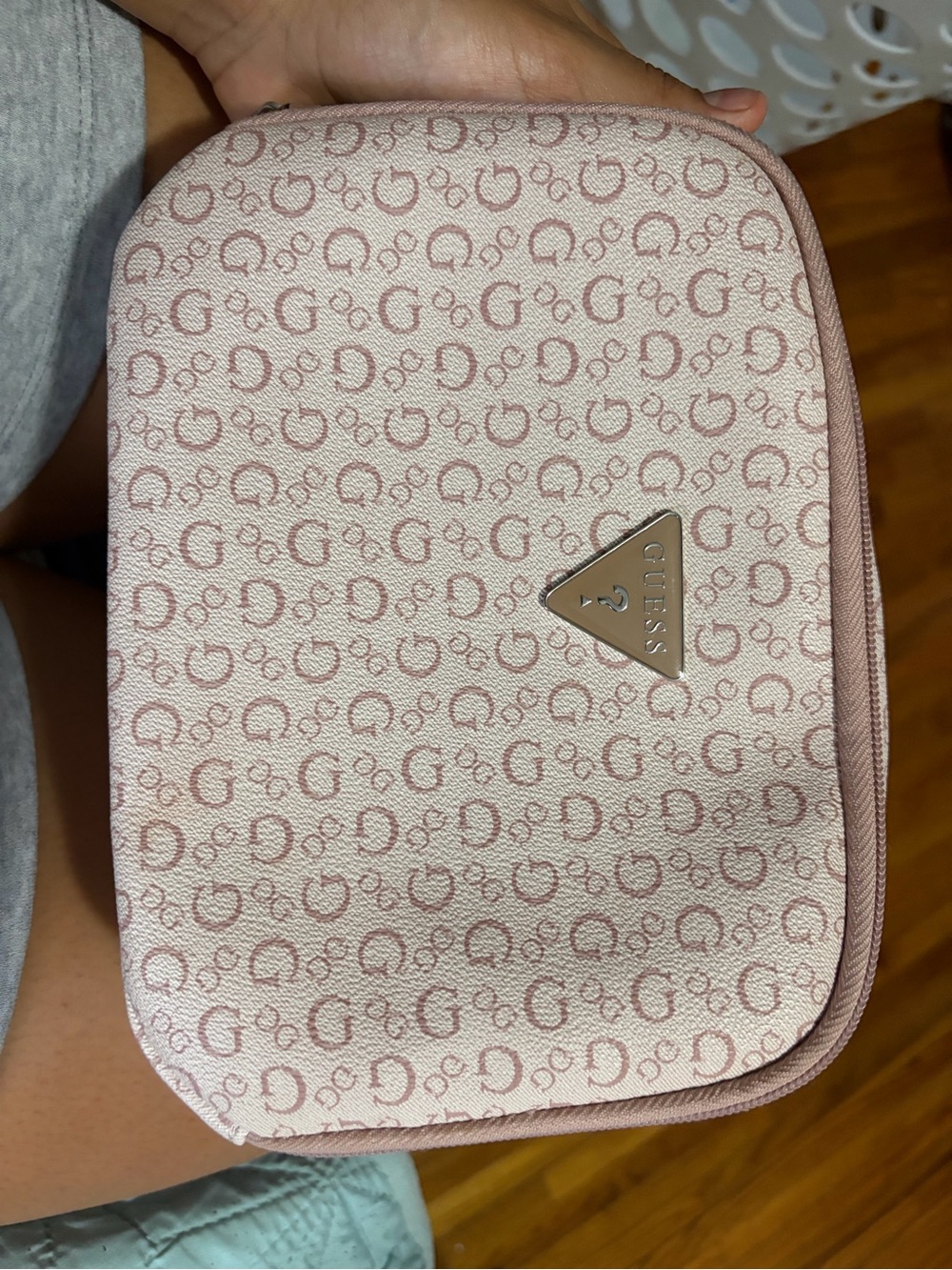 GUESS Blush Pink Monogram Cosmetic Case